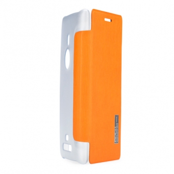 Чехол для Nokia Lumia 925 пластик с кожей Rock Elegant апельсиново-оранжевый