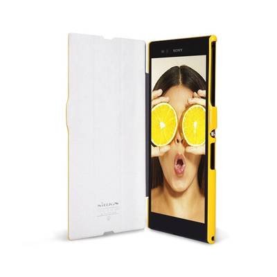 Чехол для Sony Xperia Z Ultra XL39H пластик с кожей Nillkin Fresh желтый