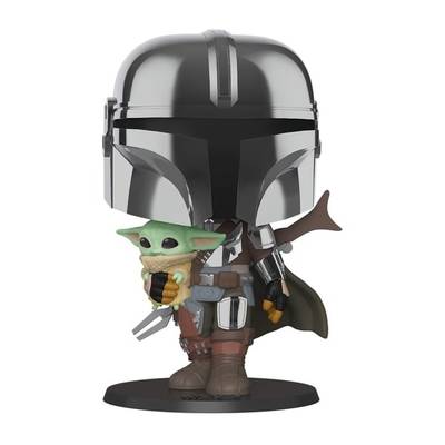 Фигурка Funko Bobble Star Wars Mandalorian with Child Chrome 10"