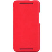Чехол для HTC One кожаный-книжка + пленка NillKin красный