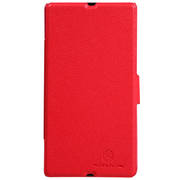 Чехол для Sony Xperia Z LT36i пластик с кожей Nillkin Fresh красный