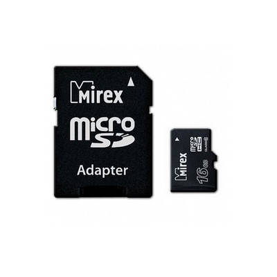 Карта памяти Mirex microSDHC UHS-I (Class 10) 16GB + адаптер