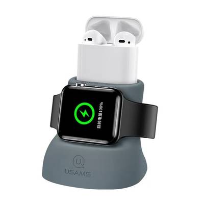 Зарядная подставка USAMS 2IN1 Silicon Charging Holder For Apple Watch And AirPods