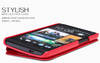 Чехол для HTC One кожаный-книжка + пленка NillKin красный