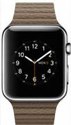 Apple Watch 42mm Stainless Steel with Light Brown Leather Loop (MJ402)
