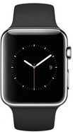 Apple Watch 38mm Stainless Steel with Black Sport Band (MJ2Y2)